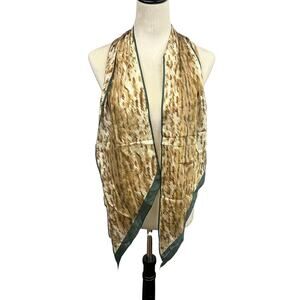 Quiet Luxury Abstract Silk Scarf Anne Klein Vintage Modern Neutral